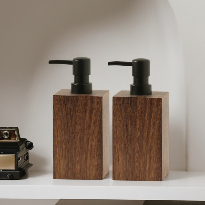 Luxury Walnut Wood Press-type Lotion Dispenser Empty Bottle Hotel Soap Liquid Dispenser Sink Lotion