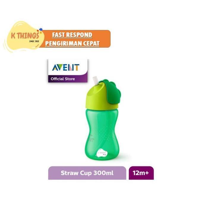 Murah Avent Straw Cup Bottle Botol Minum Sedotan 300Ml 10Oz Green Boy Anak-Anak Anti Tumpah