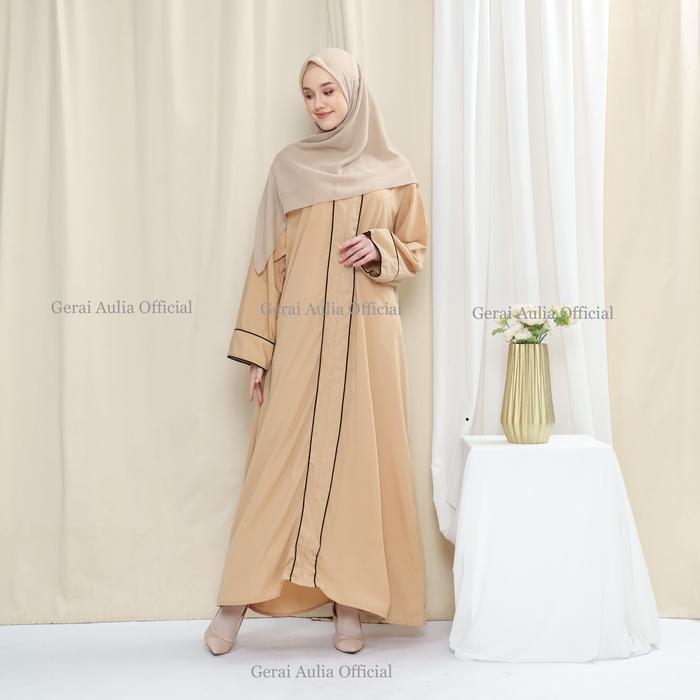 Abaya Khalifah by Gerai Aulia Jetblack Polos Gamis Turki Wanita