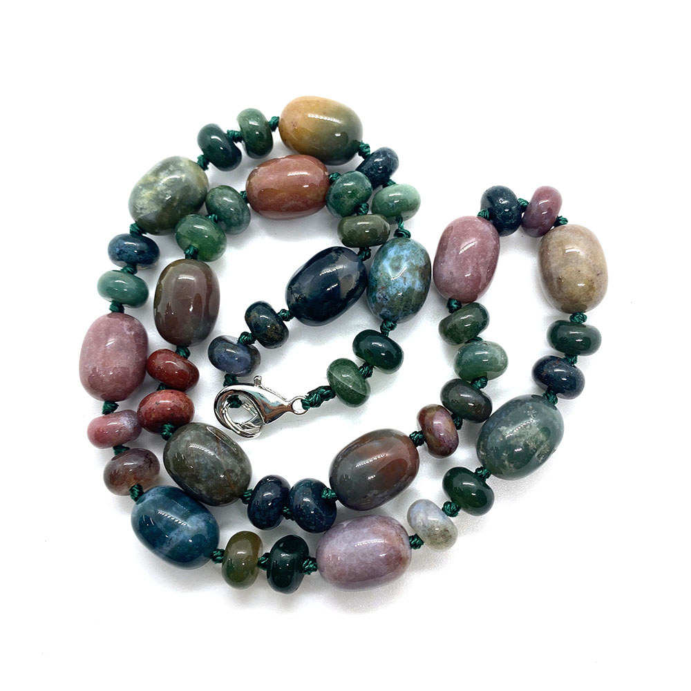 Natural Stone Malachite Lapis Lazuli Agate Necklace 10x14mm Cylindrical Beads 5x9mm Abacus Beads