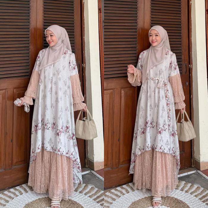 Joley Cloth - Arshavina Dress Allsize Katun Drill Printing Outfit Terbaru Elegant Dress Gamis