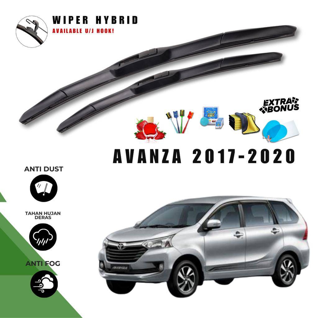 Wiper Toyota Avanza 2017-2020 Hybrid Kaca Depan Mobil Free 5 Bonus