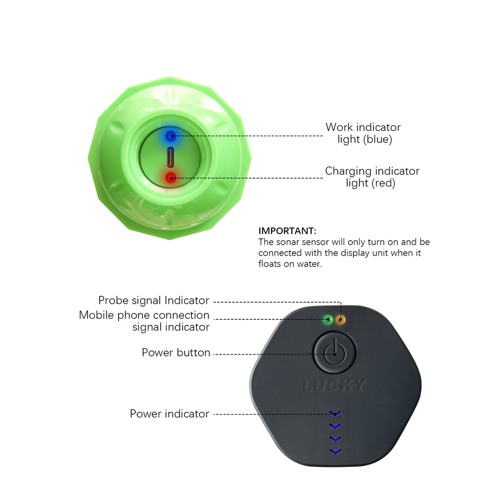 Lucky Smart WiFi Fish Finder 120M Range 45M Depth Wireless Sonar for iOS/Android Portable Fishing