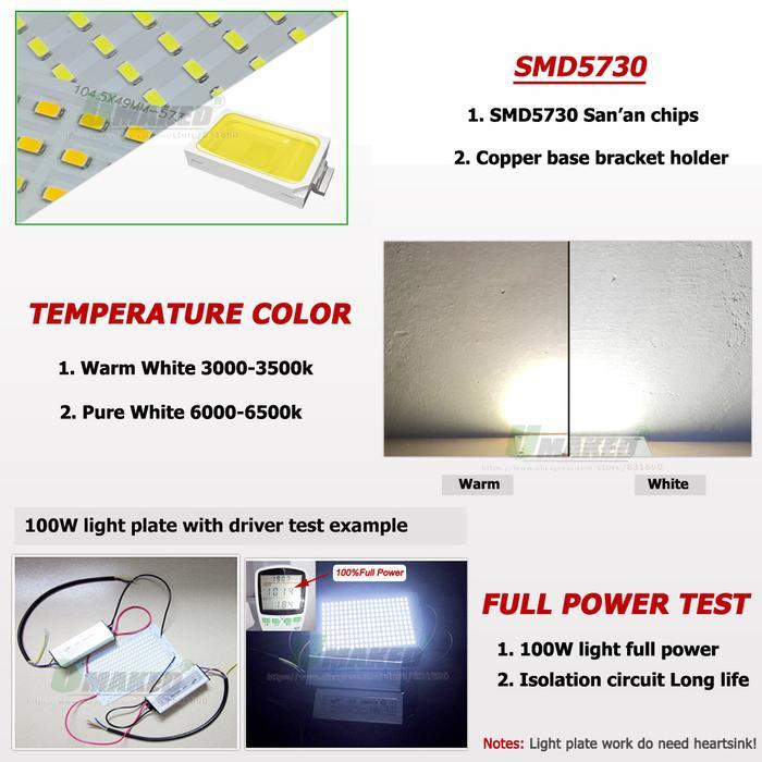 PH 1PC LED PCB FLOODLIGHT PLATE10W 20W 30W 50W 100W SMD 5730 ALUMINU