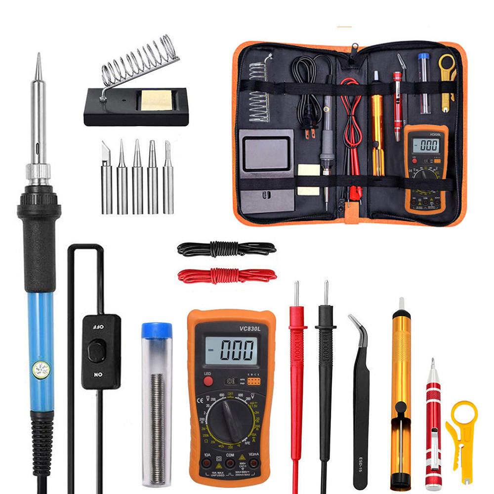 60W Electric Soldering Iron Kit Set Digital Temperature Adjustable Welding Tool Solder Tin With Iron