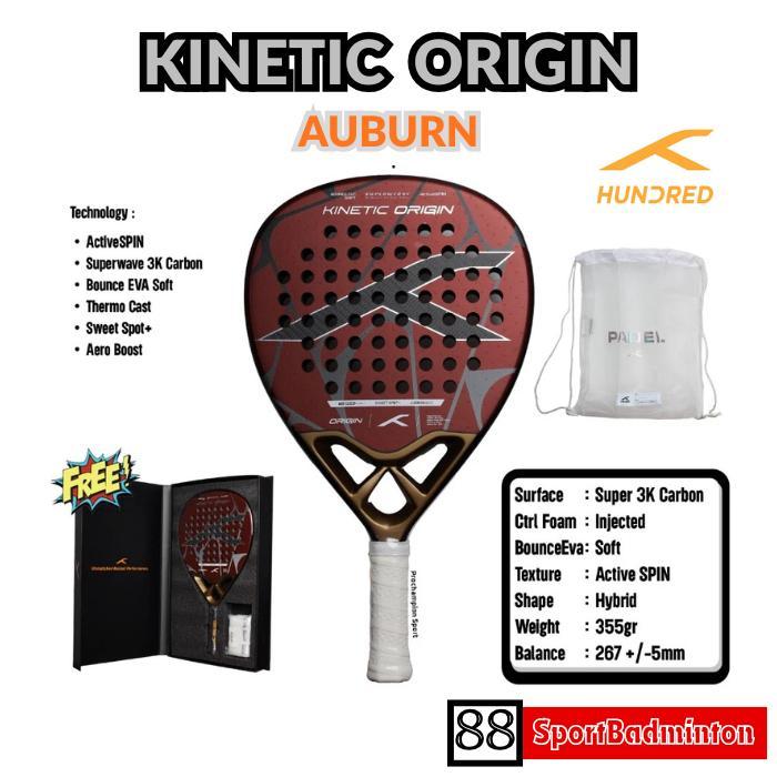 Hundred Raket Padel KINETIC ORIGIN 355-365g Auburn - Raket Padel Original HUNDRED