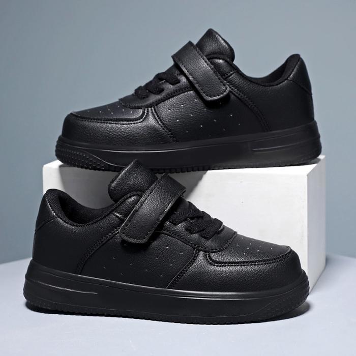 Homyped - Sepatu Sekolah Anak Ukuran 28-37 Full Hitam / Sneakers Hitam Tanpa Tali sepatu anak-anak