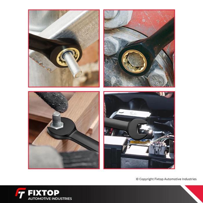 FIXTOP Kunci Ring Pas Rachet Kombinasi 8mm - 24mm 72Gigi Ratchet Combination Wrench