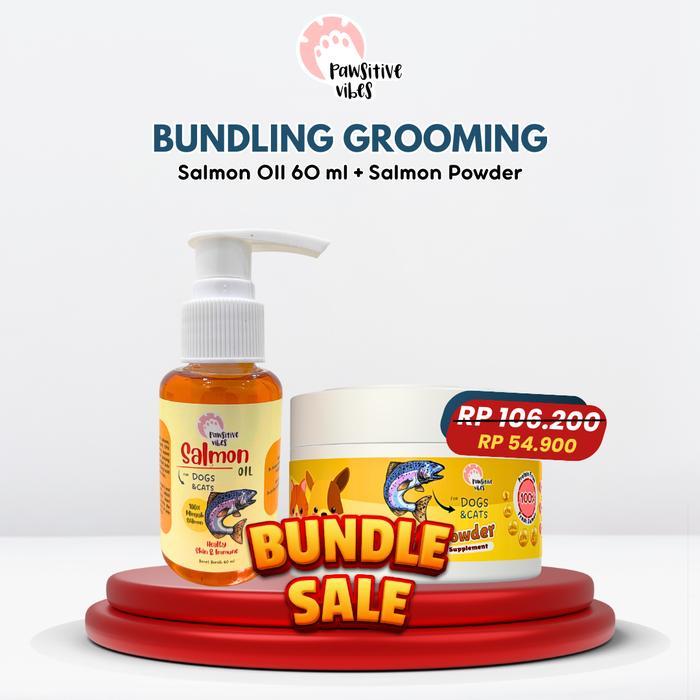 Baru Pawsitive Vibes Bundling Grooming Minyak Salmon Murni 100% untuk Anjing Kucing + Salmon Powder