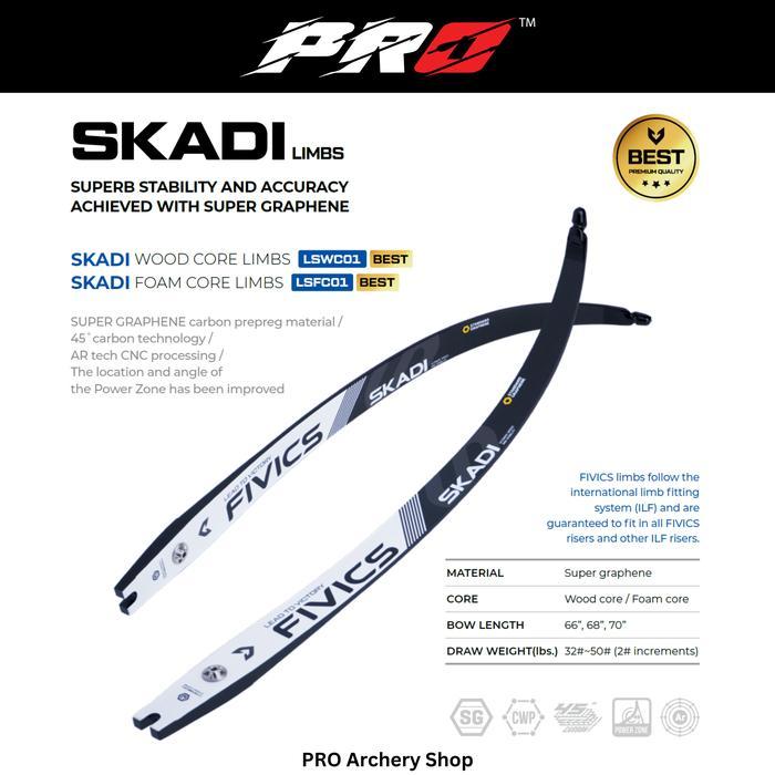 Fivics Limbs Skadi Wood Carbon Limbs Busur Panahan Recurve / Barebow Prestasi Limbs High End Alat