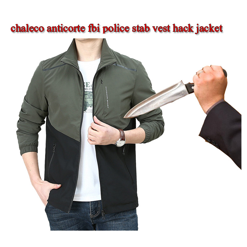 2023 Autumn Men Self-Defense Anti-Cutting Stab-Resistant Jacket Police Fbi Urban Leisure Safety Invi