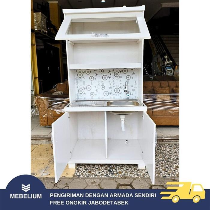 [ORIGINAL] Lemari Dapur Wastafel SInk 2 Pintu Lemari Sayur Rak Piring Kabinet Rak Dapur Kayu Bloktik