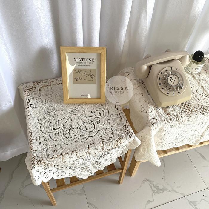 "New" [RISSA] Alas Meja Vintage Lace Taplak Meja Dekorasi Modern Napkin Kain Piknik Serbet Taplak