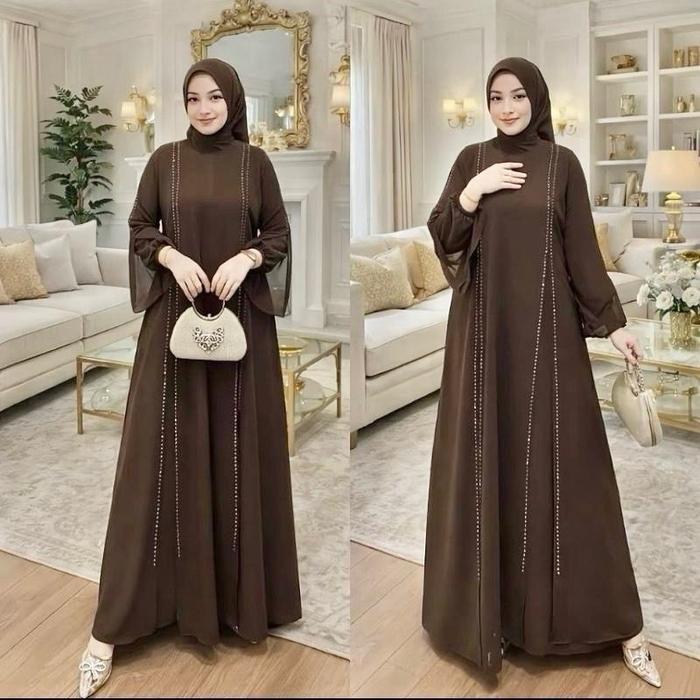 Sahara Abaya Gamis Abaya Plus Hijab Muslimah Model Terbaru Bahan Ceruty Baby Doll Phasmina Gamis