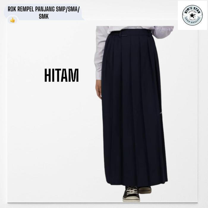 s7 Rok SMP SMA Rempel Seragam Sekolah Perempuan Lipit Panjang Bahan Optima Element Warna Abu Biru