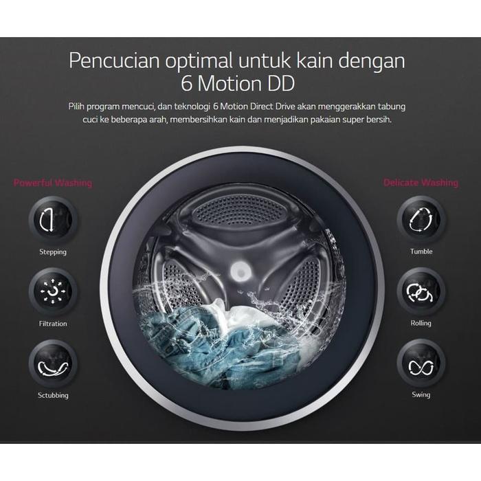 LG FC1285S5W Mesin Cuci Front Loading Steamer 8.5 Kg Putih FC1285