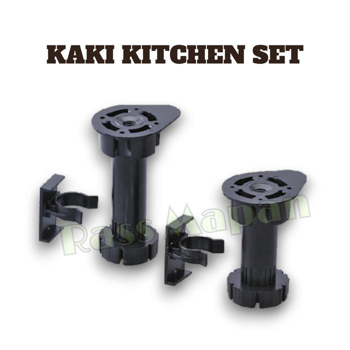Kaki Meja Lemari Kitchen 10cm Set Dapur Stabil Adjuster Plastik Hitam