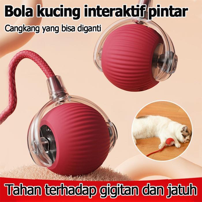 Mainan Haiwan Peliharaan ElektrikTovs Kucing Pintar, Bola Bergolek AutomatikEkor Palsu, Boleh Dicas