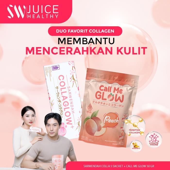Paket Booster Untuk Pencerah Kulit ( 5Sachet Sarwendah Collagen Japan + Pouch 50 Gr Collagen Peach )