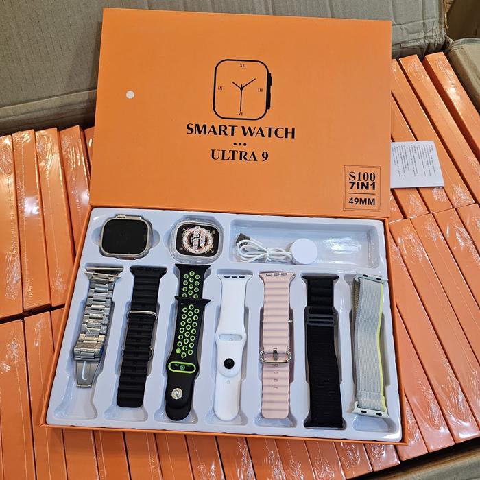 New Jam Tangan Smartwatch Ultra 9 S100 7 In 1 Tali 7 Varian Soft Case