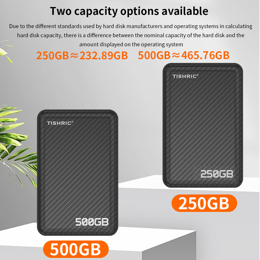 TISHRIC HDD 2.5 Inch External Hard Drive 160GB 250G 320GB 500GB 1TB USB3.0 Storage Hard Disk For