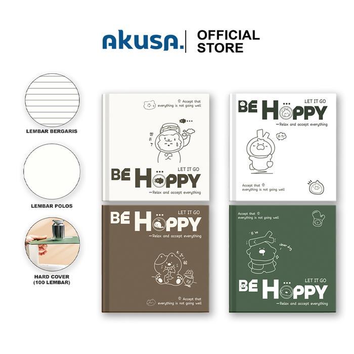 AKUSA Hard Cover Book 100 Lembar Square Note Book Buku Catatan Aesthetic Journal Book Kertas Polos