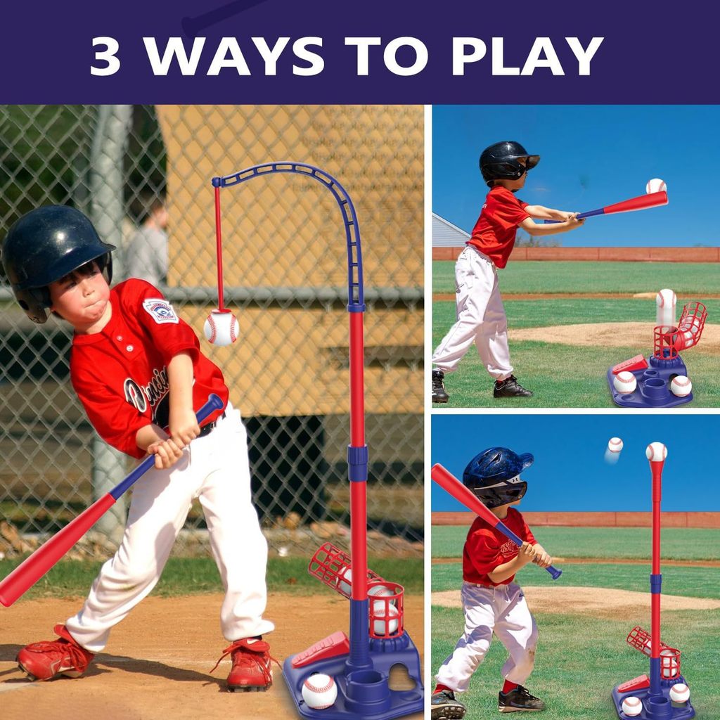 3 in 1 Ball Set Baseball Ball Toy For Boy Girls Games Adjustable Automatic Pitching Baseball Machine