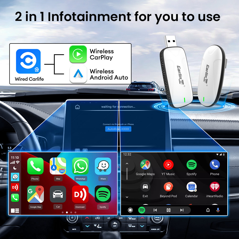 Carlinkit X1CA/X2CA Wired CarLife to Wireless CarPlay Android Auto Adapter Ble Wifi Car Intelligent