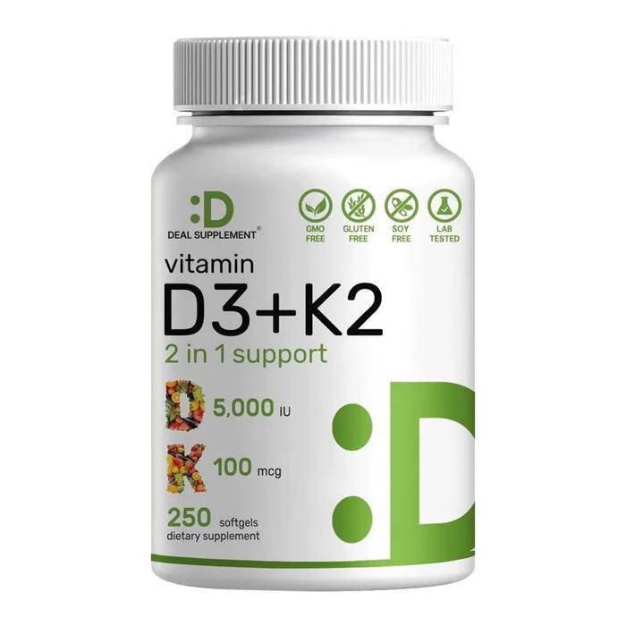 DEAL SUPPLEMENT Vitamin D3 5000 10000 IU + K2 MK7 100 200 mcg with VCO 250 Softgels