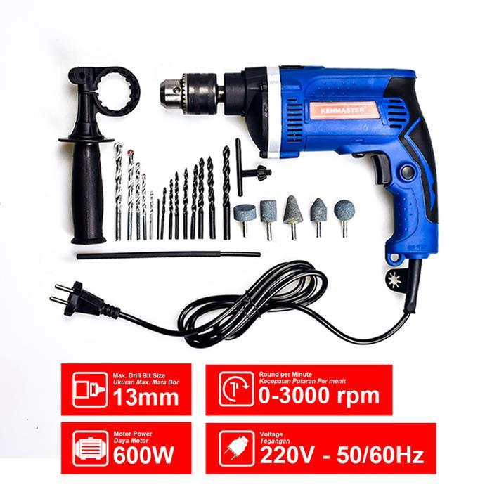 Krisbow Modern - Kenmaster Bor Impact Drill 13Mm With Box - Bor Listrik - Bor080