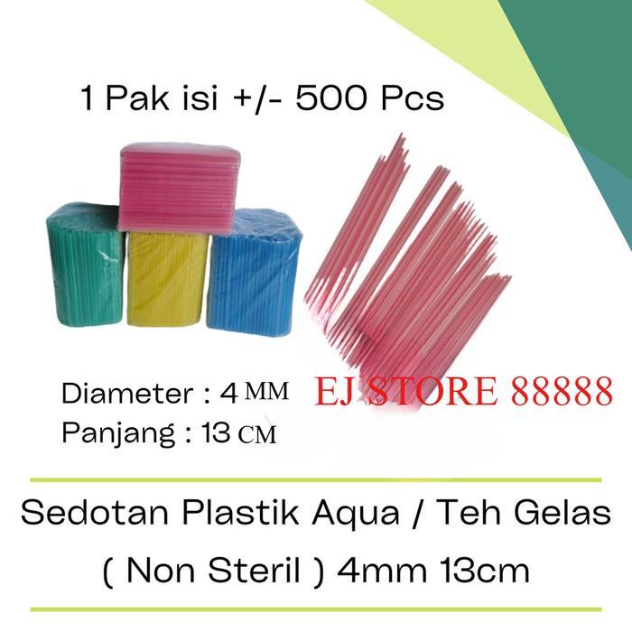 Sedotan Plastik 4mm Kecil Panjang 13cm // Sedotan Aqua Teh Gelas Warna Warni