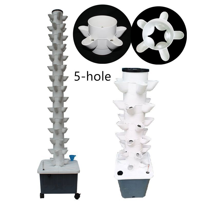 5-Hole Hydroponic Growing System Garden Balcony Vertical Tower