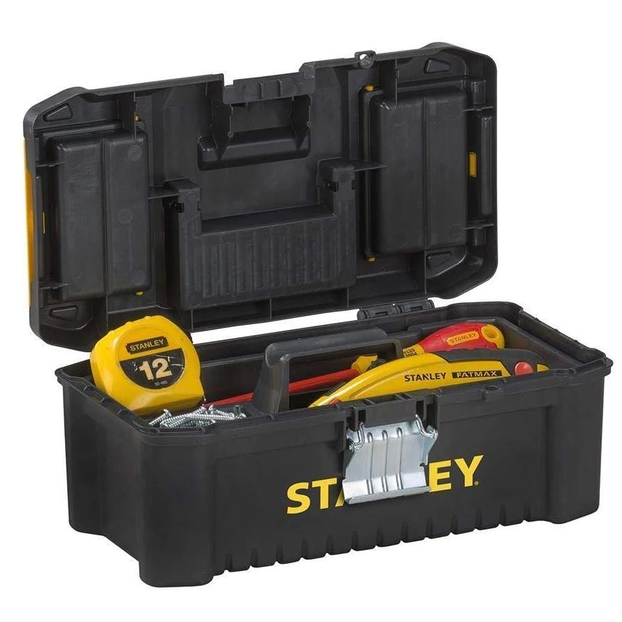Stanley STST1-75515 Toolbox "Essential" with Metal Latches Portable Plastic Essential Toolbox with