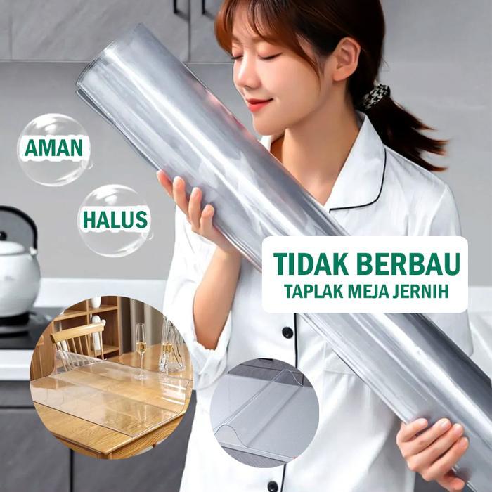 Reaim Taplak Meja Transparan Bahan Mika Plastik Taplak Meja Makan PVC Transparan UKURAN -Tebal 1/2mm