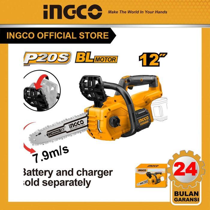 Mesin Gergaji Chainsaw Cordless 20V Brushless 12" INGCO CGSLI20128