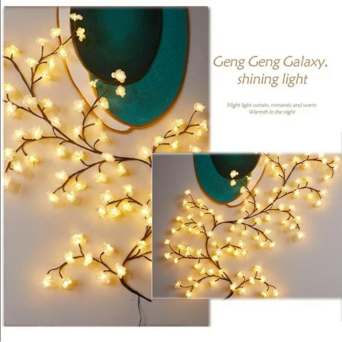 Lampu LED Model Mawar Pohon Ranting DIY Lampu Pohon Bunga Persik Lampu Ambient Dinding Lampu Ruang