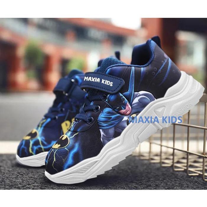 Ando Kids - Beli 1 Gratis 1-Sepatu Anak Laki Laki Gambar Batman Keren- Sepatu Anak Batman Hitam -