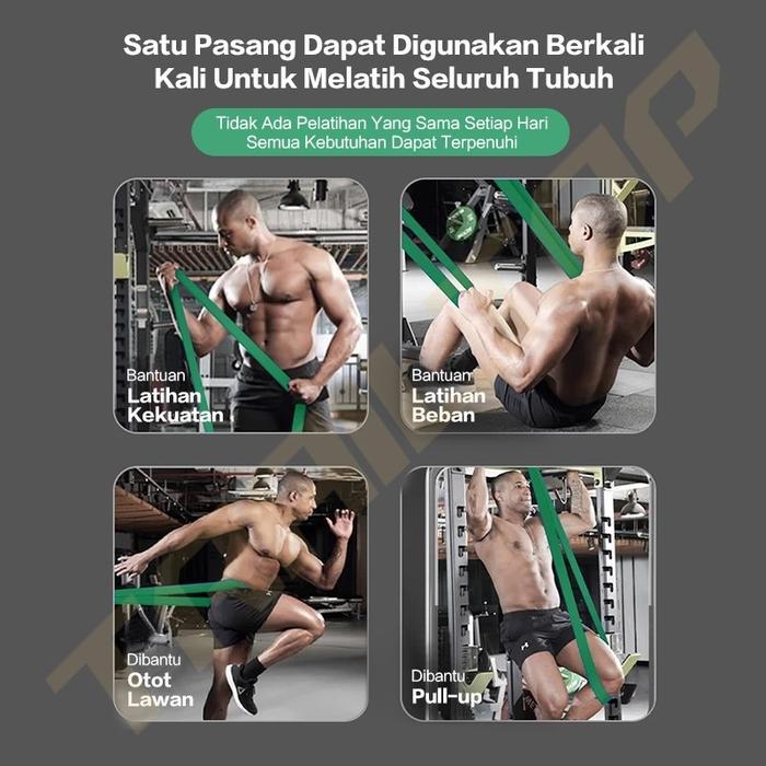 Resistance Bands Alat Fitness Olahraga Gym Karet Latihan Otot Tangan Kaki Elastis Latihan Beban