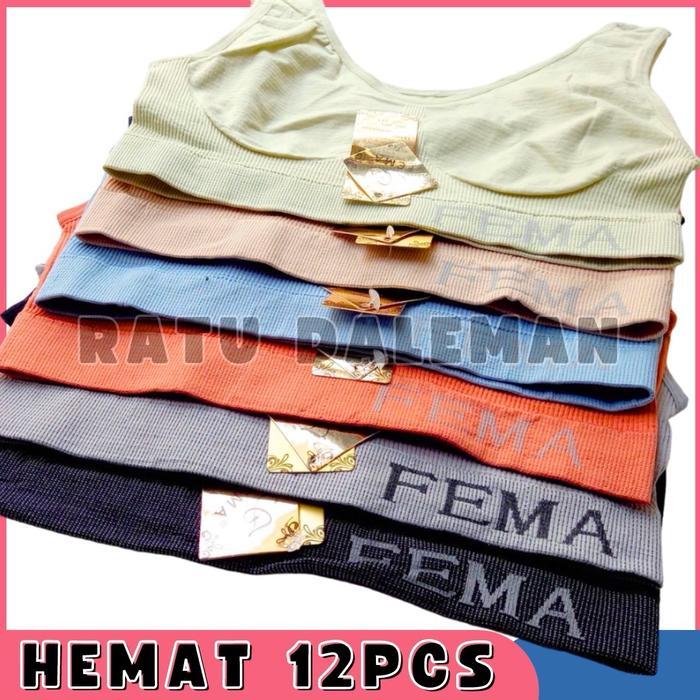 12Pcs Miniset Sport Bra Rajut Wanita Dewasa Remaja Tanpa Busa Fema