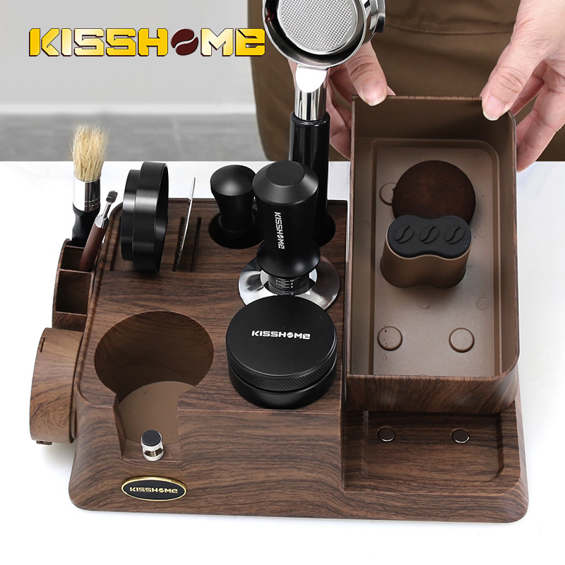 KISSHOME Espresso Tamper Station Knock Box Coffee Portafilter Holder 51mm 54mm 58mm Delonghi
