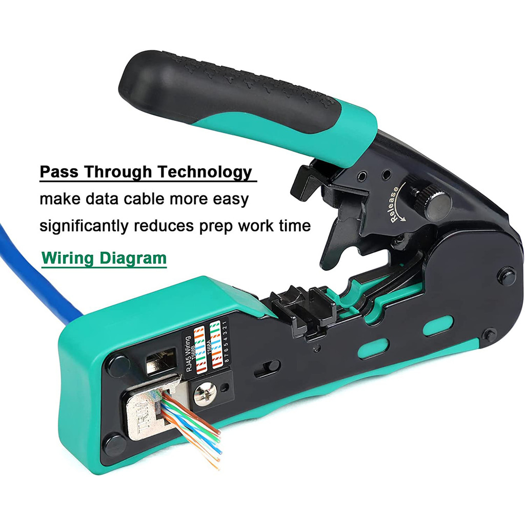 ZoeRax Pass Through RJ45 Crimp Tool Cat5e Cat6 Cat6a Cat7 Crimping Tool for RJ11/RJ12 Standard, RJ45