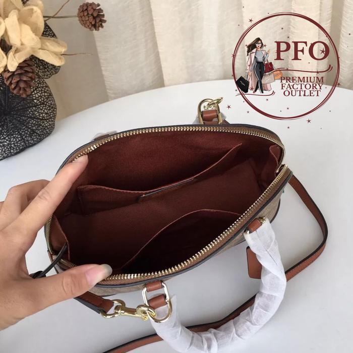Premium Ready Stock Tas F27583 Mini Sierra Hand Bag Signature Satchel Khaki Saddle Original