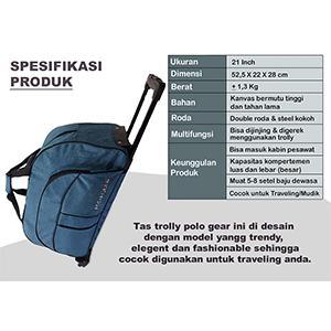 Tas Pakaian Trolly Bag Polo Gear 8827 Bahan Kanvas Ukuran Kabin