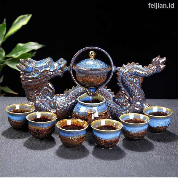 SET TEKO TEH CHINESE KUNGFU TEA SET MOTIF NAGA 6 DAN 8 CANGKIR KERAMIK