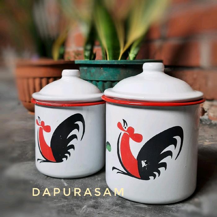 Gelas Ayam 9cm, 10cm Enamel Vintage Kitchenware
