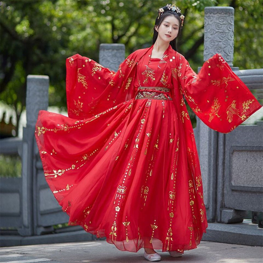 Chinese Hanfu Dress Women Traditional Vintage Hanfu Halloween Cosplay Costume Dance Dress Hanfu