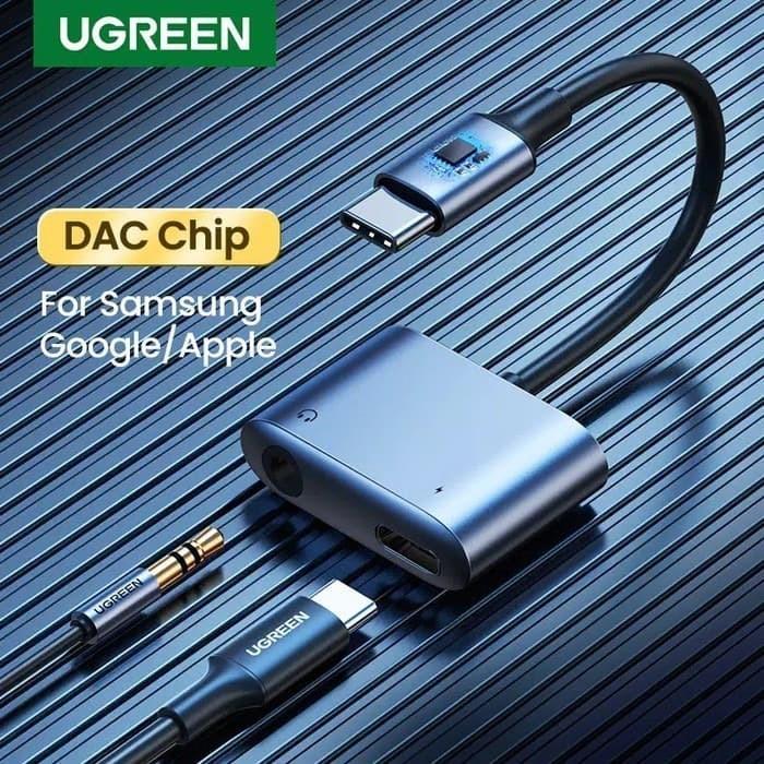 Sale Ugreen 2 in1 Usb Type C to 3.5 mm Ke Audio Charger DAC For Samsung Xiaomi