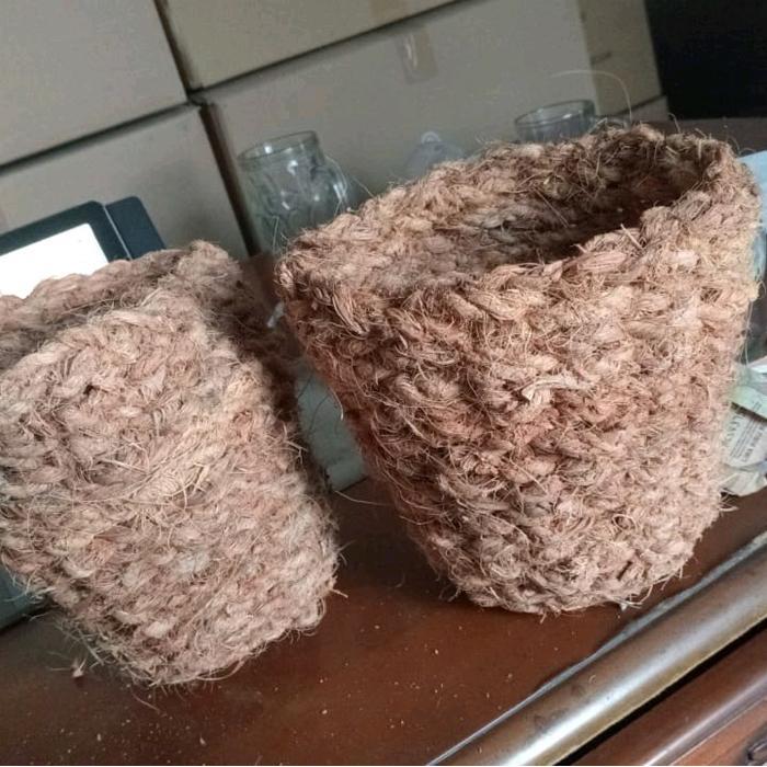 Paket 5 Pcs Pot Gantung Anyaman Tanaman Hias Serabut Kelapa Bunga Alami Polybag