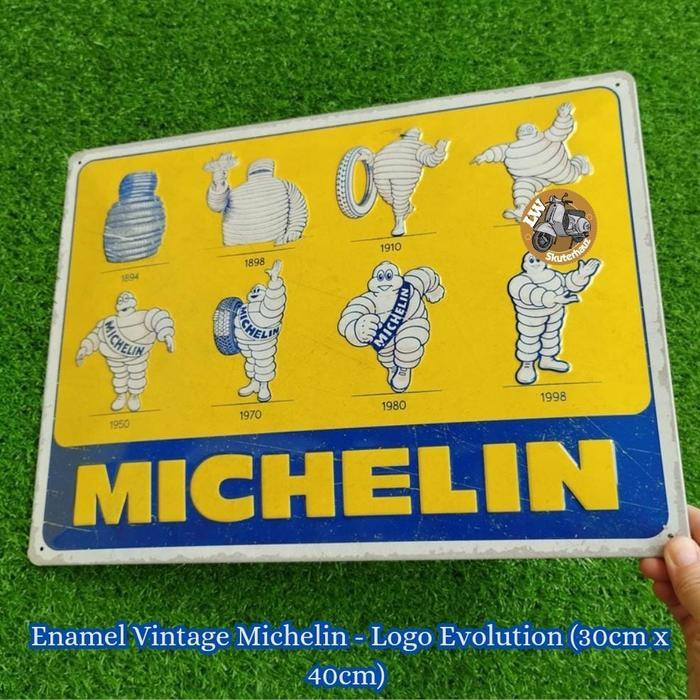 Enamel Vintage Michelin - Logo Evolution ( 30cm x 40cm )