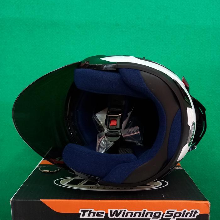 Ink Helm Metro Solid White+Visor Iridium+Spoiler Paket Ganteng